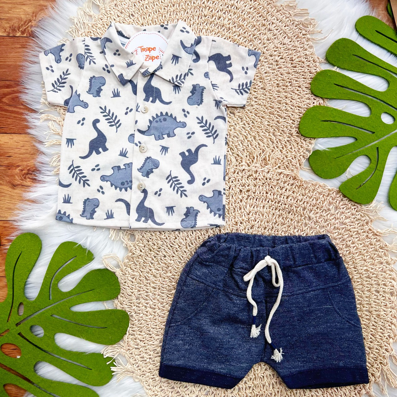 Conj. Camisa Dinosaurs e Bermuda - Marinho